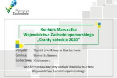 Tablica informacyjna. Informacje o dofinansowaniu projektu - budowa drewnianej altany w Kucharowie.