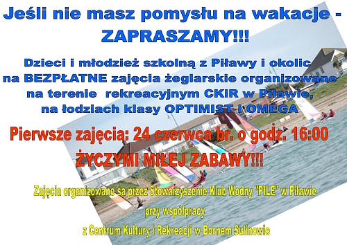 Zaproszenie na bezpłatne zajęcia żeglarskie