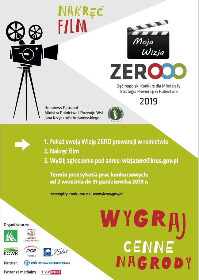 I Ogólnopolski Konkurs dla Młodzieży „Moja Wizja Zero -Strategia Prewencji w Rolnictwie”