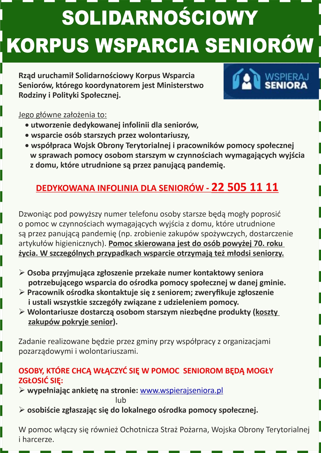 Solidarnościowy Korpus Wsparcia Seniorów Solidarnościowy Korpus Wsparcia Seniorów