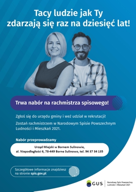 Nabór na rachmistrzów spisowych do Narodowego Spisu Powszechnego Ludności i Mieszkań 2021 Nabór na rachmistrzów spisowych do Narodowego Spisu Powszechnego Ludności i Mieszkań 2021