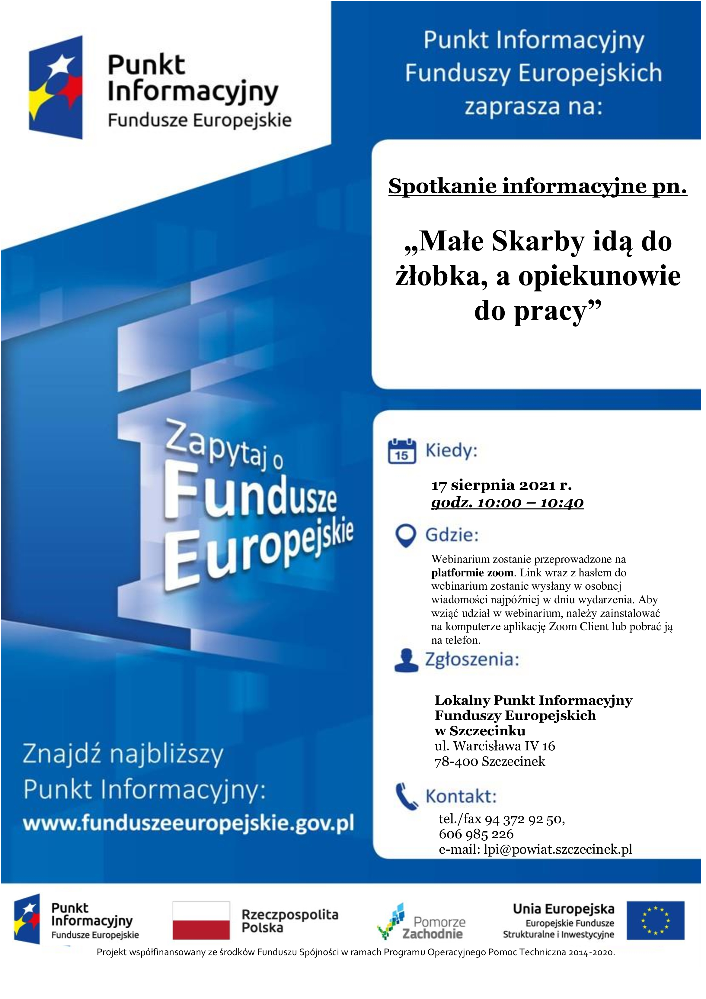 „Małe Skarby idą do żłobka, a opiekunowie do pracy”